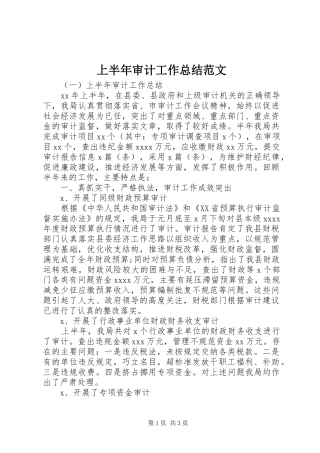 上半年审计工作总结范文