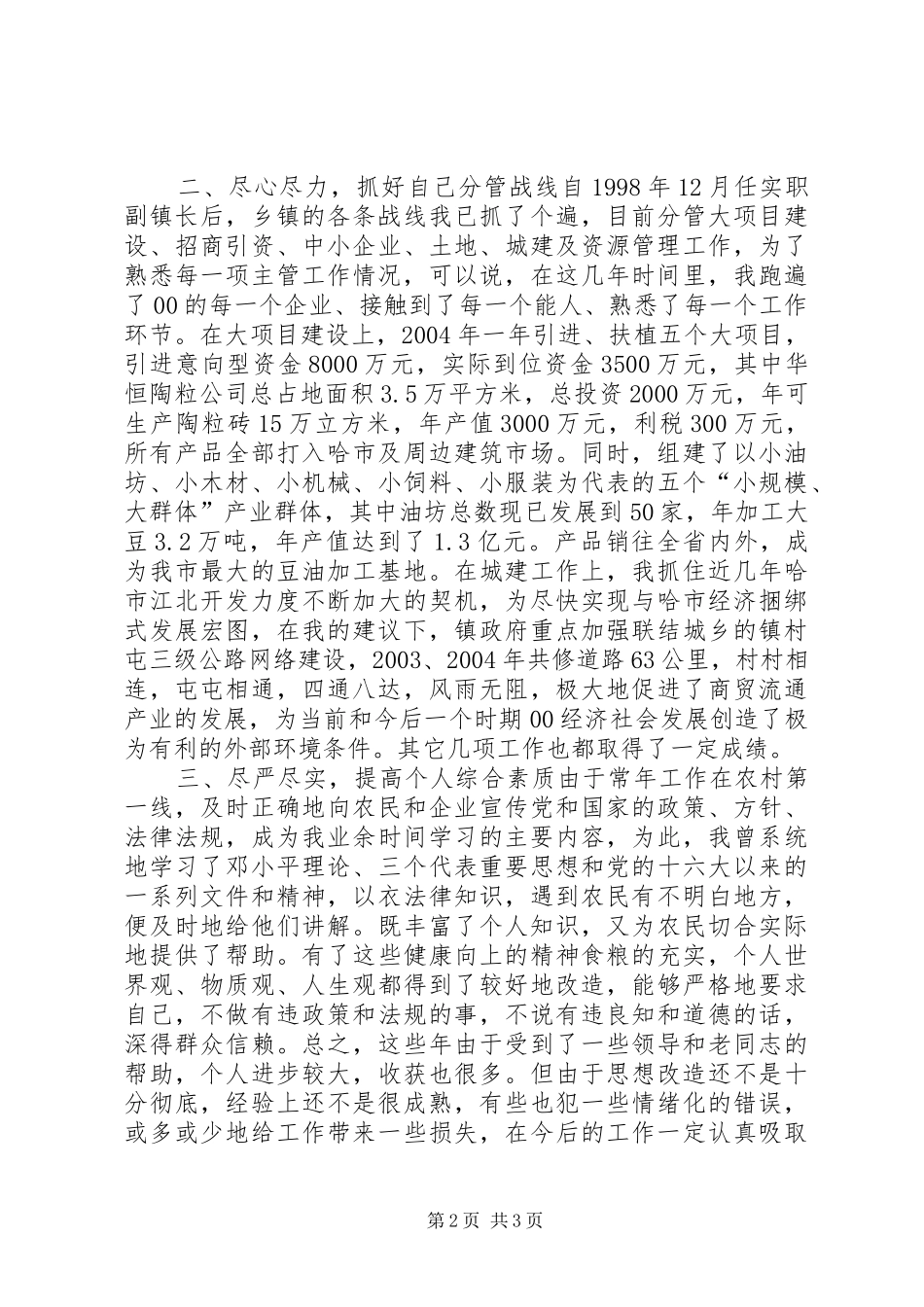 乡镇副镇长个人工作总结 (12)_第2页