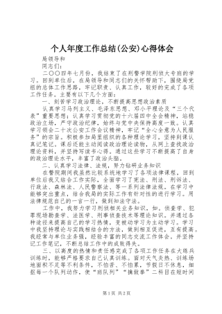 个人年度工作总结(公安)心得体会