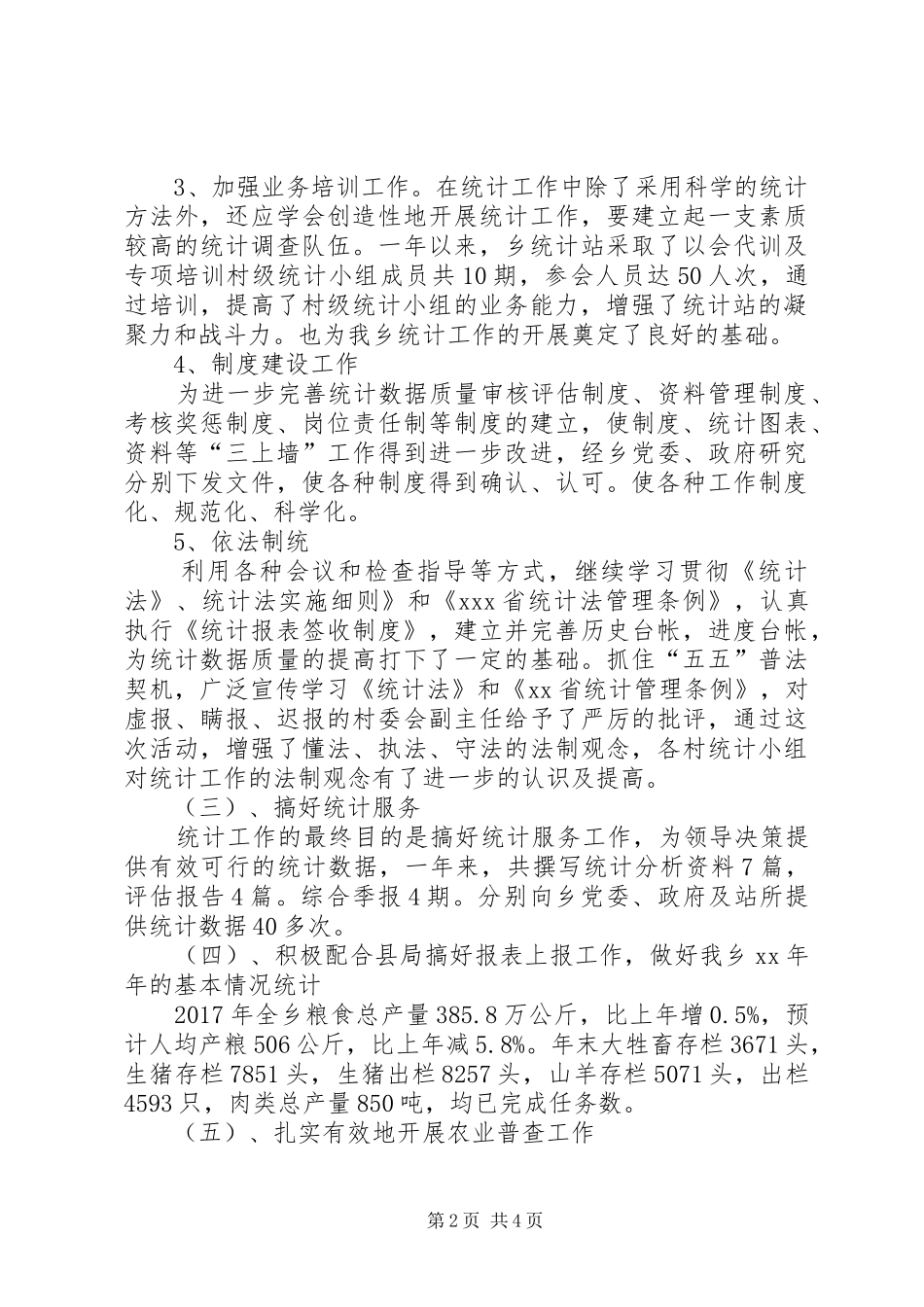 乡镇统计年度工作总结范文_第2页