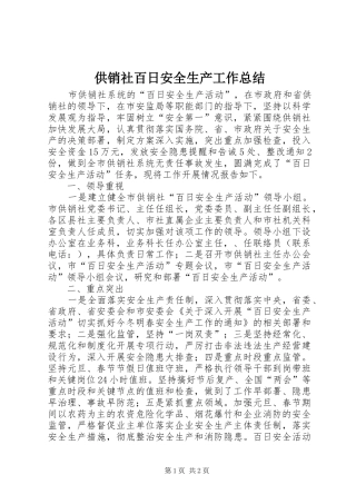 供销社百日安全生产工作总结