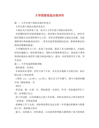 大学团委竞选自我评价 
