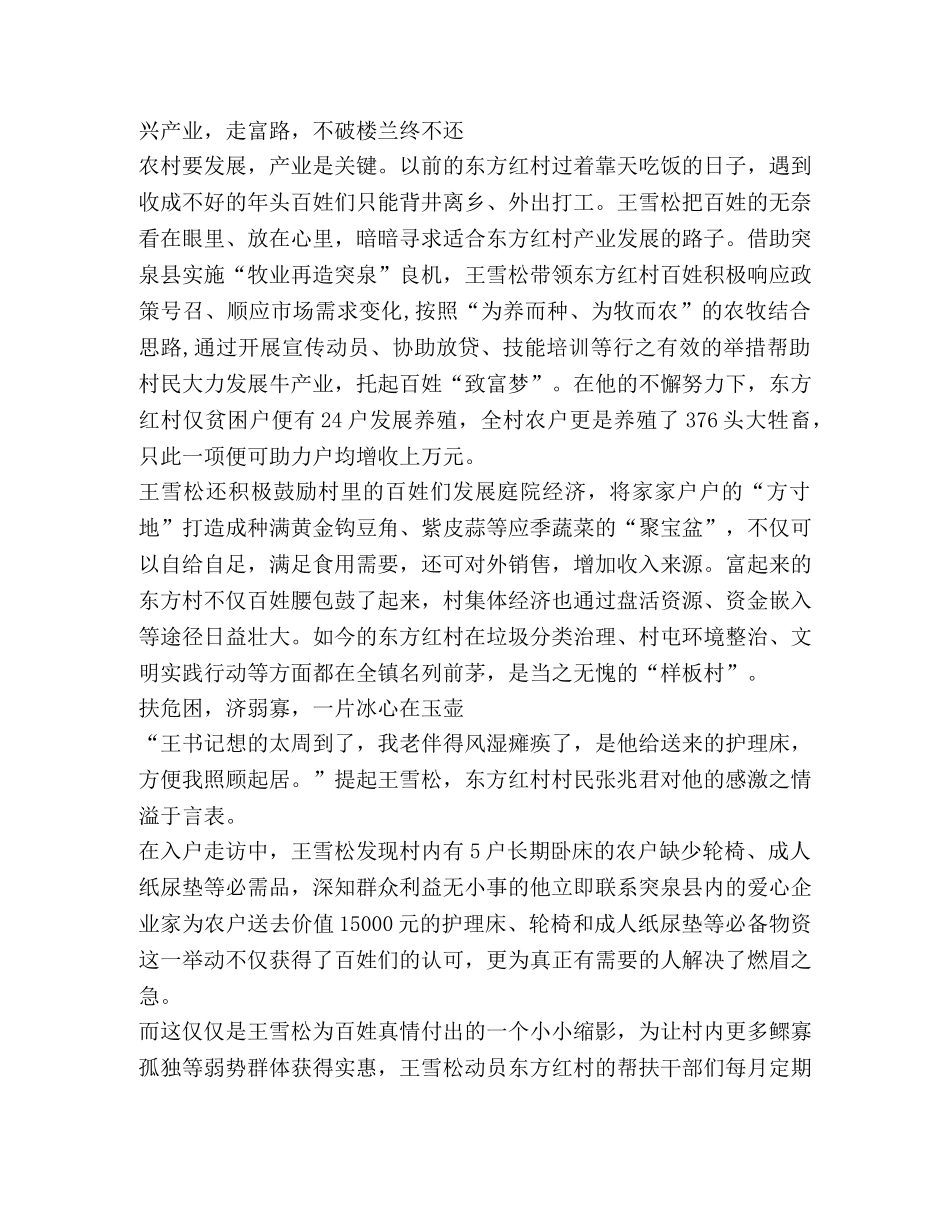 到村任职支部书记先进个人事迹材料 _第2页