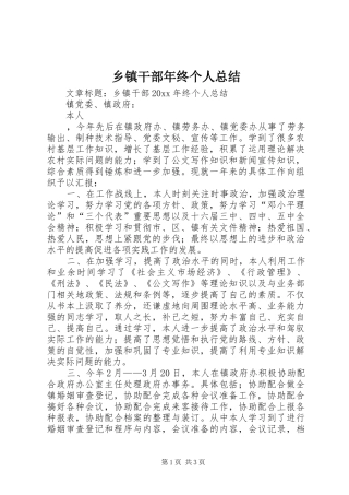 乡镇干部年终个人总结