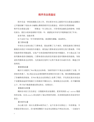 程序员自我鉴定 