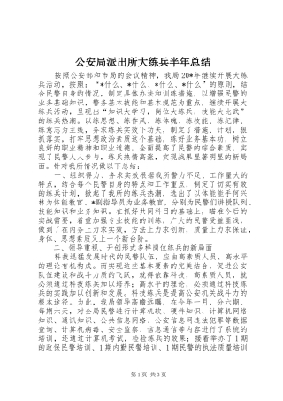 公安局派出所大练兵半年总结