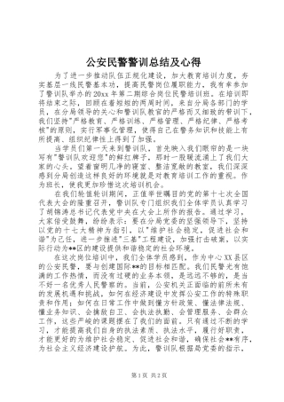 公安民警警训总结及心得