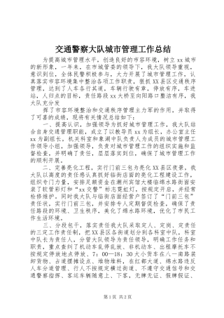 交通警察大队城市管理工作总结 (11)