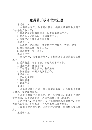 党员公开承诺书大汇总 (14)