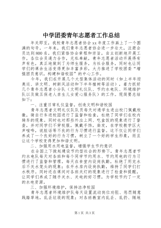 中学团委青年志愿者工作总结