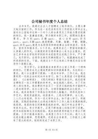 公司秘书年度个人总结