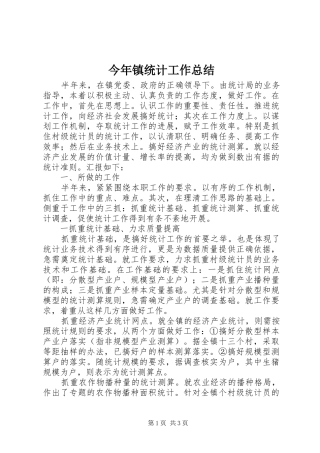 今年镇统计工作总结