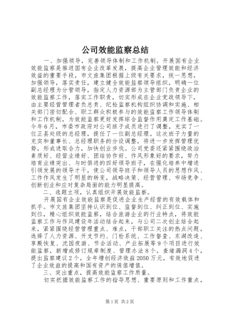 公司效能监察总结