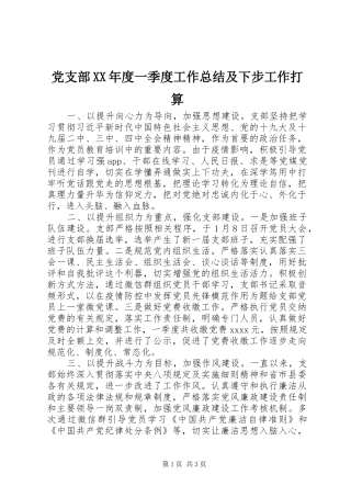 党支部XX年度一季度工作总结及下步工作打算