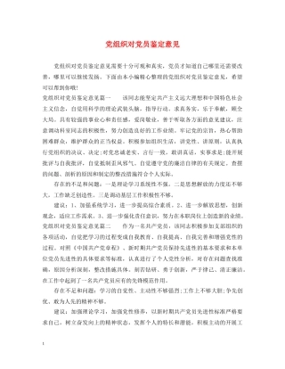 党组织对党员鉴定意见 