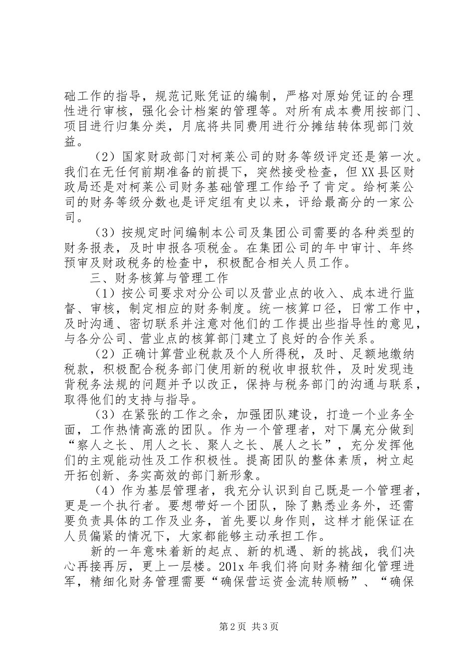 公司财务处个人年终工作总结_第2页