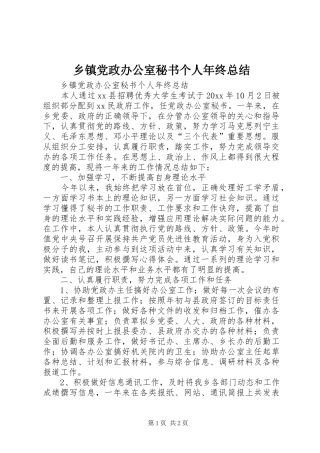 乡镇党政办公室秘书个人年终总结