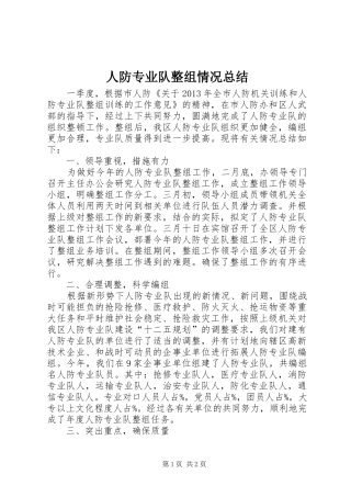 人防专业队整组情况总结