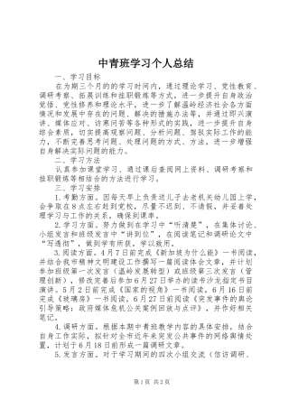 中青班学习个人总结