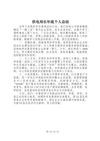 供电局长年底个人总结
