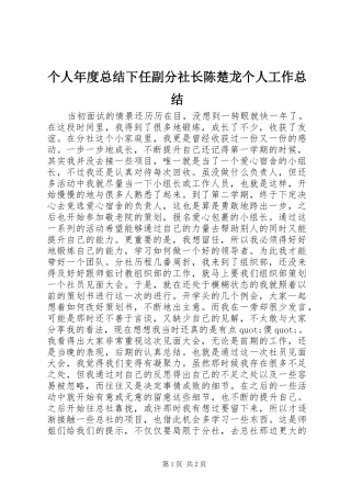 个人年度总结下任副分社长陈楚龙个人工作总结