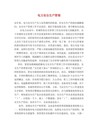 电力安全生产管理 