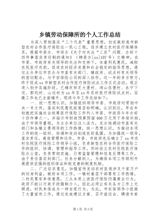 乡镇劳动保障所的个人工作总结