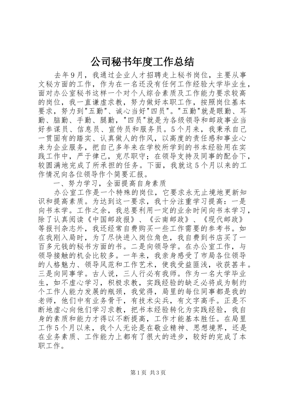 公司秘书年度工作总结_第1页