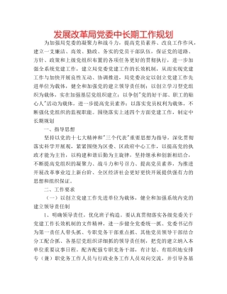 发展改革局党委中长期工作规划 