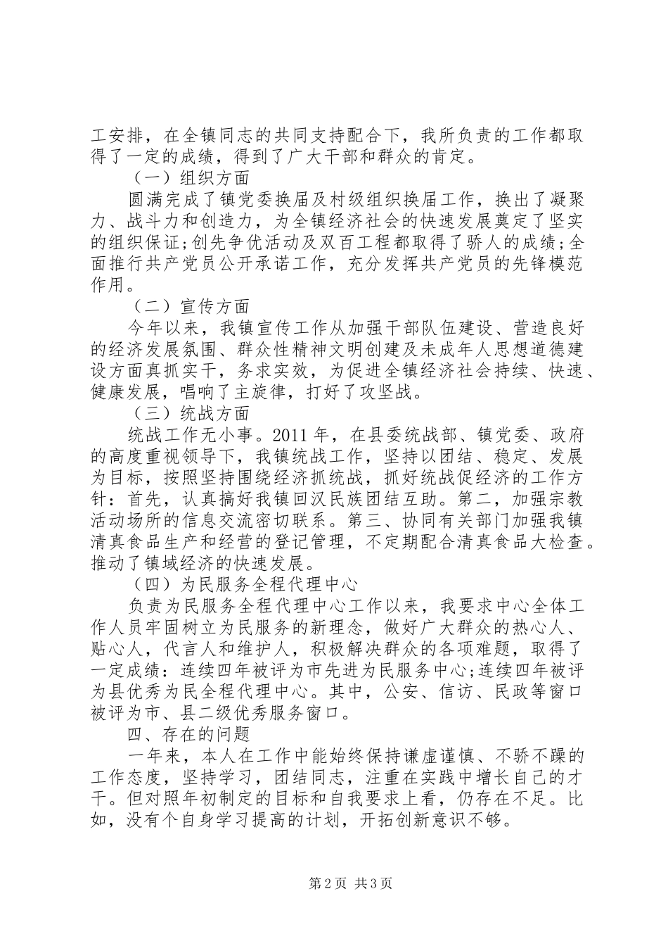 乡镇党委委员年度工作总结_第2页
