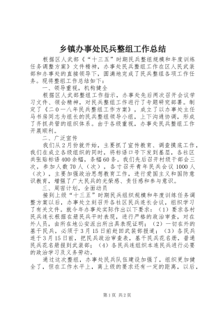 乡镇办事处民兵整组工作总结