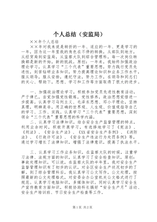 个人总结（安监局）