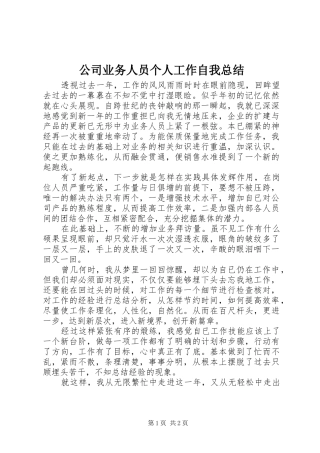 公司业务人员个人工作自我总结