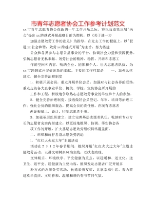 市青年志愿者协会工作参考计划范文 