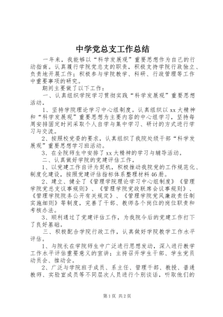 中学党总支工作总结