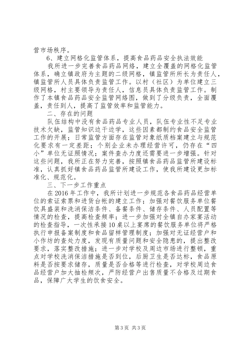 乡镇食品药品监督管理所年度工作总结_第3页