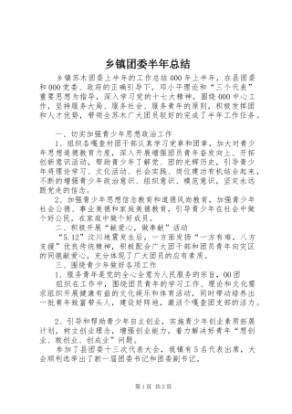 乡镇团委半年总结