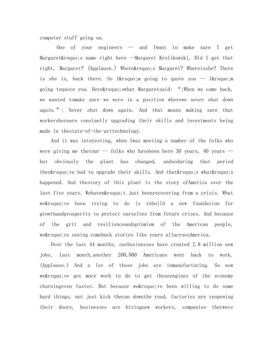 奥巴马总统在安赛乐米塔尔集团克利夫兰钢铁厂英语演讲稿 _第3页