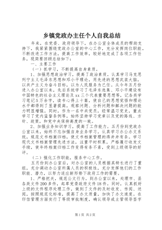 乡镇党政办主任个人自我总结