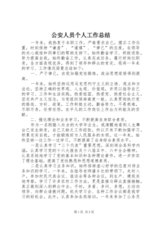 公安人员个人工作总结