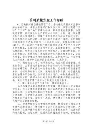 公司质量安全工作总结 (14)