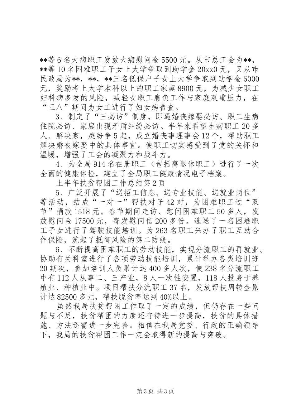 上半年扶贫帮困工作总结_第3页