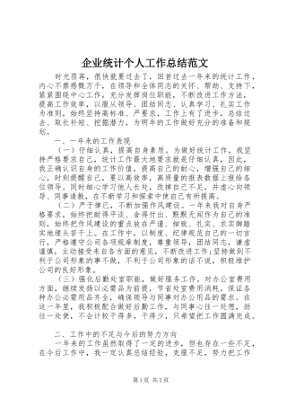 企业统计个人工作总结范文