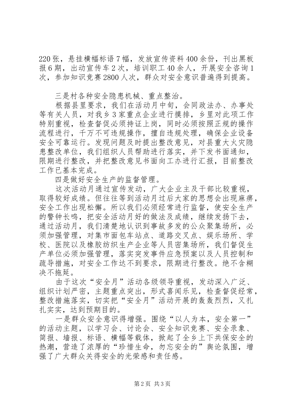 乡安全生产行动工作总结范文_第2页