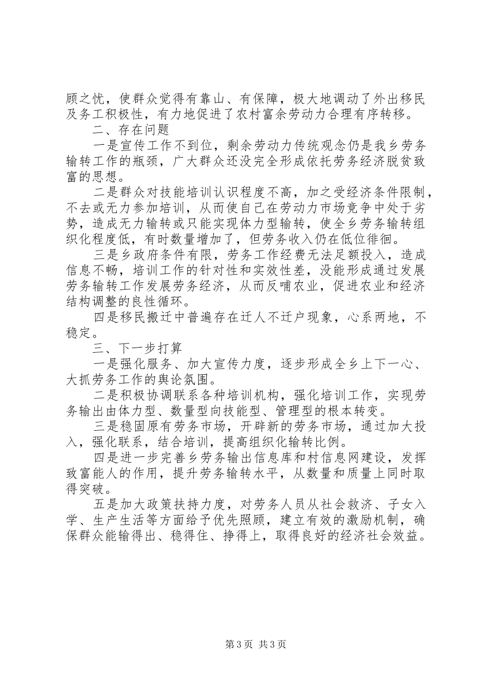 乡镇劳务工作总结_第3页