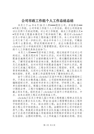 公司市政工作组个人工作总结总结