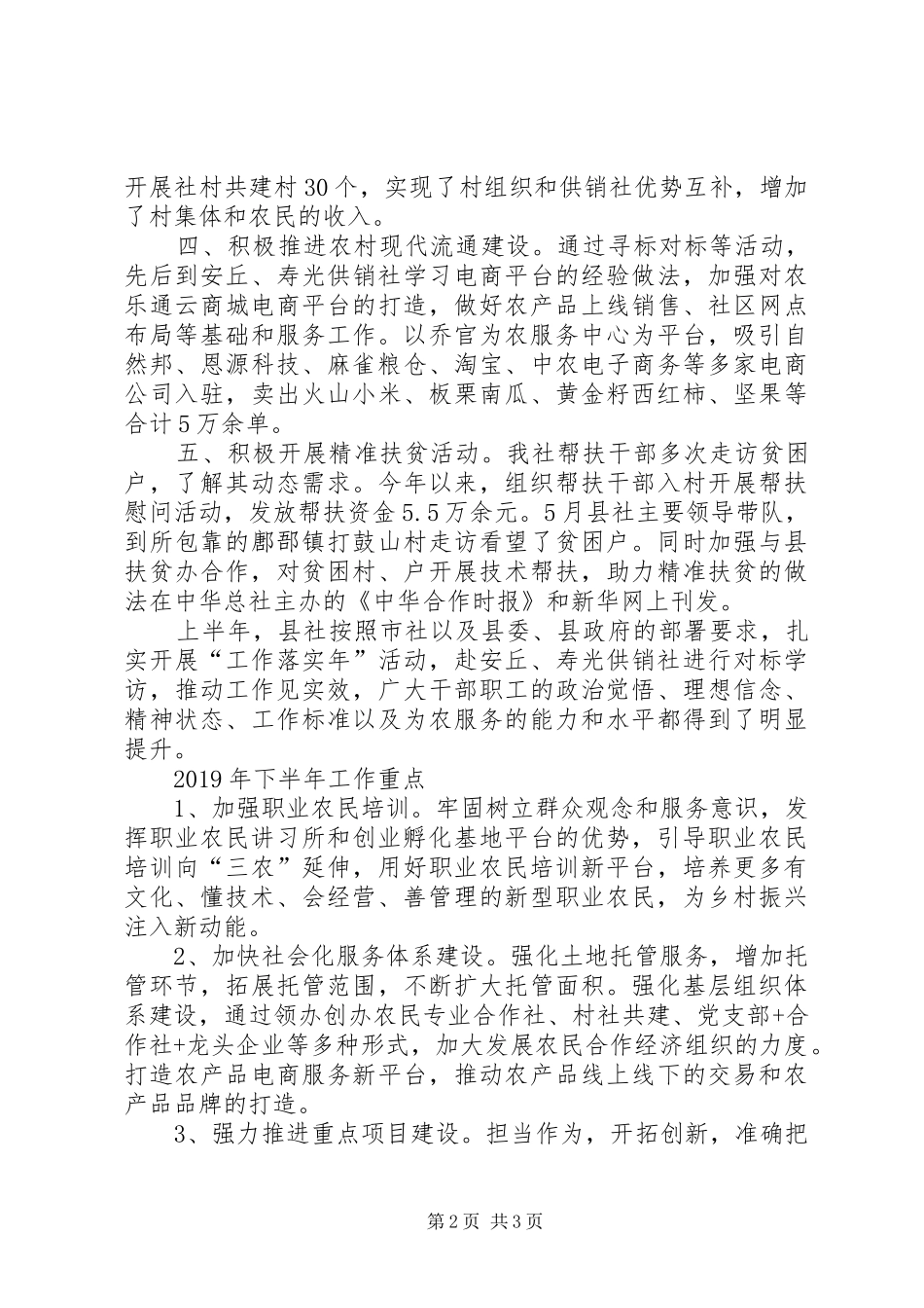 供销社上半年工作总结_第2页