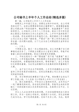 公司秘书上半年个人工作总结(精选多篇)