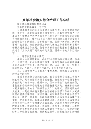 乡年社会治安综合治理工作总结