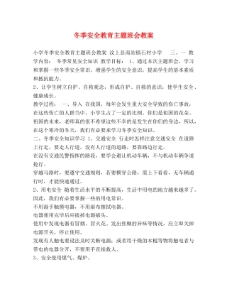 冬季安全教育主题班会教案 
